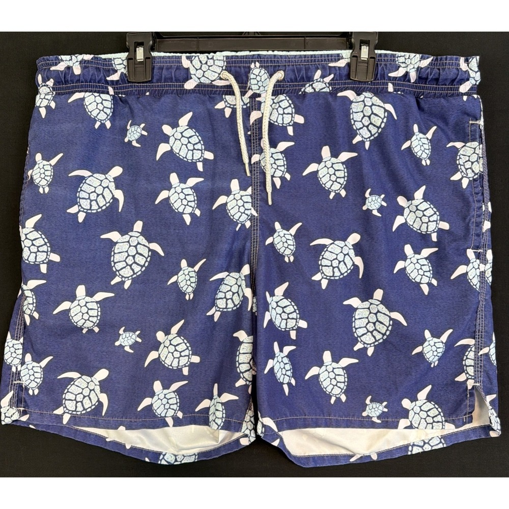 Michael's Men Swim Shorts XL Navy AOP White Sea Turtle All Over Print Mesh Lined